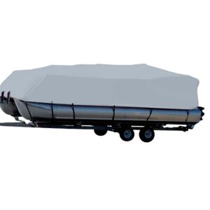 Carver Sun-DURA® Styled-to-Fit Boat Cover f/24.5' Pontoons w/Bimini Top & Partial Rails – Grey