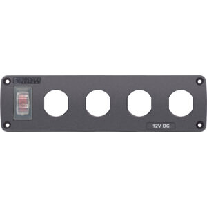 Blue Sea Water Resistant USB Accessory Panel – 15A Circuit Breaker, 4x Blank Apertures