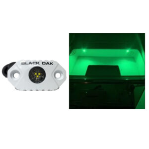 Black Oak Rock Accent Light – Green LEDs – White Housing