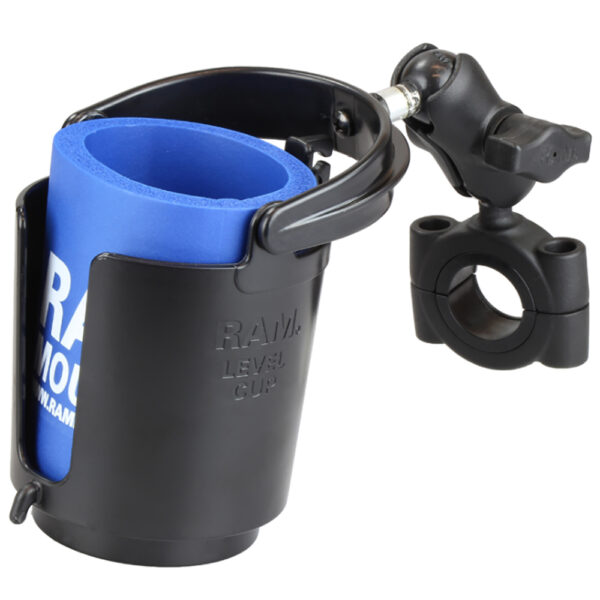 RAM Mount Torque™ 1-1/8" - 1-1/2" Diameter Handlebar/Rail Base w/B Size 1" Ball, Short Arm & Level Cup™