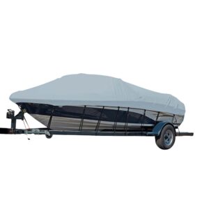 Carver Sun-DURA® Styled-to-Fit Boat Cover f/24.5' Sterndrive V-Hull Runabout Boats (Including Eurostyle) w/Windshield & Hand/Bow Rails – Grey