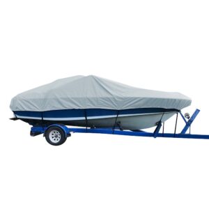 Carver Sun-DURA® Styled-to-Fit Boat Cover f/23.5' V-Hull Low Profile Cuddy Cabin Boats w/Windshield & Rails – Grey