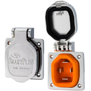 SmartPlug 50 AMP Male Inlet W/Cover – Stainless Steel