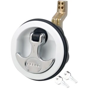 Perko Surface Mount & Latch – White Body, Chrome Handle, Offset Cam Bar, 3/4″ – 2-3/8″