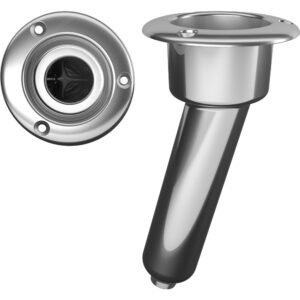 Mate Series Stainless Steel 15° Rod & Cup Holder – Drain – Round Top