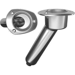 Mate Series Stainless Steel 30° Rod & Cup Holder – Drain – Oval Top