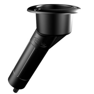 Mate Series Plastic 30° Rod & Cup Holder – Drain – Round Top – Black