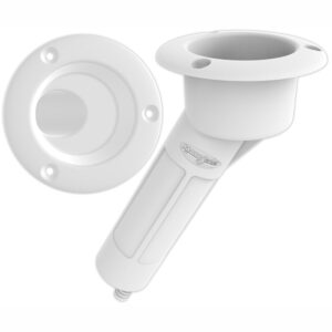 Mate Series Plastic 30° Rod & Cup Holder – Drain – Round Top – White