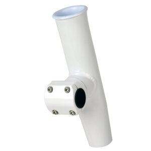 C.E. Smith Adjustable Mid Mount Rod Holder – 1.66″ or 1-1/2″ OD – White Powder Coat Aluminum with Sleeve & Hex Key