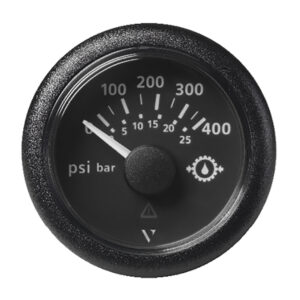 Veratron 2-1/16″ (52mm) ViewLine Transmission Oil Pressure 400 PSI/25 Bar – Black Dial & Round Bezel