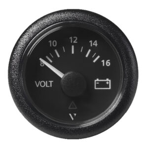 Veratron 52 MM (2-1/16″) ViewLine Voltmeter – 8 to16V – Black Dial & Bezel