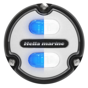 Hella Marine Apelo A1 Blue White Underwater Light – 1800 Lumens – Black Housing – White Lens