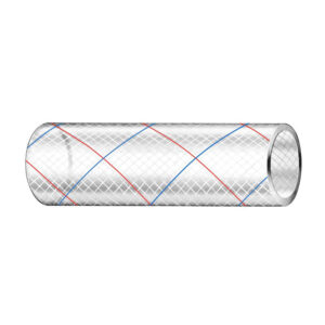 Trident Marine 1/2″ x 50′ Clear Reinforced PVC Hose Tubing Red & Blue Tracer