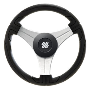 Uflex Ustica 13″ Steering Wheel – Black – Polyurethane w/Silver Spokes & X62 Hub