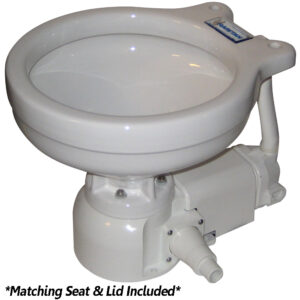 Raritan Sea Era Electric Toilet – Marine Size – Integral Pump – Straight & 90° Discharge – 12v