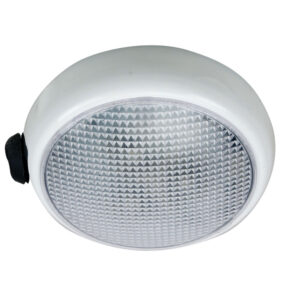 Perko Round Surface Mount LED Dome Light – White Powder Coat – w/ Switch