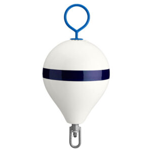 Polyform 13.5″ CM Mooring Buoy w/Galvanized Iron – White Blue Stripe