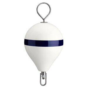 Polyform 13.5″ CM Mooring Buoy w/SS Iron – White Blue Stripe