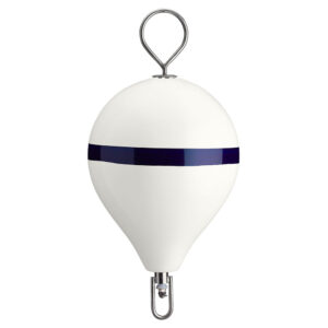 Polyform 17″ CM Mooring Buoy w/SS Iron – White Blue Stripe