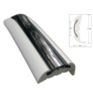 TACO Semi-Rigid Rub Rail Kit – White w/Flex Chrome Insert – 70′