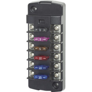 Blue Sea 5037 ST Blade Fuse Block w/o Cover – 6 Circuit Independent w/o Negative Bus