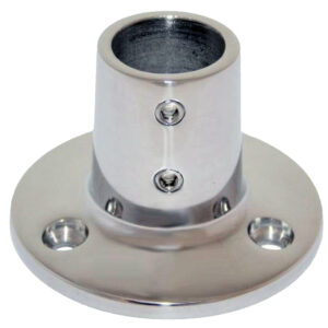 Whitecap ⅞” O.D. 90° Round Base SS Rail Fitting