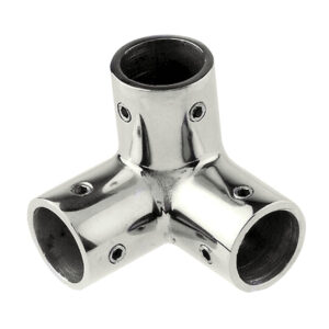 Whitecap 1″ O.D. SS 3-Way Corner Fitting