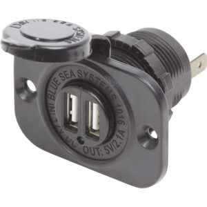 Blue Sea Dual USB Charger Socket – 2 USB Ports w/Watertight Cap