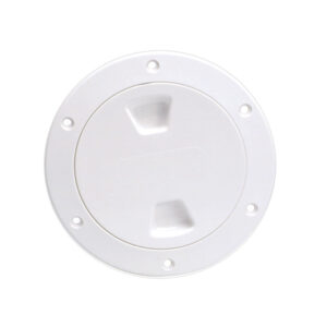 Beckson 4″ Smooth Center Screw-Out Deck Plate – White