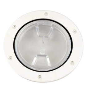 Beckson 4″ Clear Center Screw-Out Deck Plate – White
