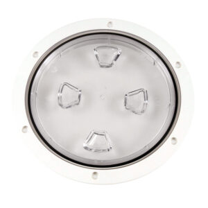 Beckson 8″ Clear Center Screw-Out Deck Plate – White