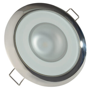 Lumitec Mirage – Flush Mount Down Light – Glass Finish/Polished SS Bezel – White Non-Dimming