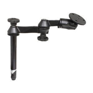 RAM Mount Double Swing Arm w/8″ Male Tele-Pole – 3.68″ Base