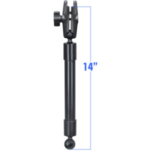 RAM Mount 14″ Long Extension Pole w/2 1″ Ball Ends and Double Socket Arm