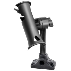 RAM Mount RAM Tube Jr. Fishing Rod Holder, Standard 6″ Length Post Spline & Combo Bulkhead/Flat Surface Base w/Plunger