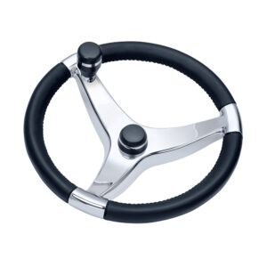 Schmitt Marine Evo Pro 316 Cast Stainless Steel Steering Wheel w/Control Knob – 15.5″ Diameter
