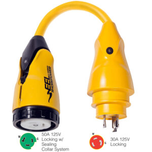 Marinco P30-503 EEL 50A-125V Female to 30A-125V Male Pigtail Adapter – Yellow