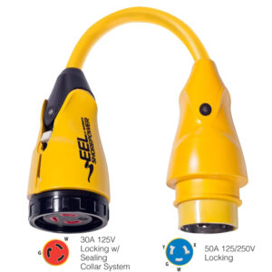 Marinco P504-30 EEL 30A-125V Female to 50A-125/250V Male Pigtail Adapter – Yellow