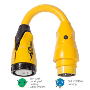 Marinco P504-503 EEL 50A-125V Female to 50A-125/250V Male Pigtail Adapter – Yellow