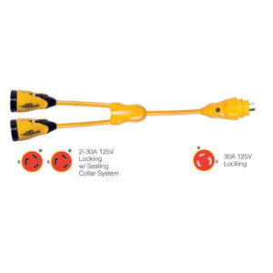 Marinco Y30-2-30 EEL (2)30A-125V Female to (1)30A-125V Male “Y” Adapter – Yellow