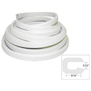 TACO Flexible Vinyl Trim – 5/32″ Opening x 9/16″W x 25’L – White