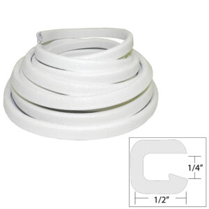 TACO Flexible Vinyl Trim – ¼” Opening x ½”W x 25’L – White