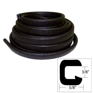 TACO Flexible Vinyl Trim – ⅜” Opening x ⅝”W x 25’L – Black